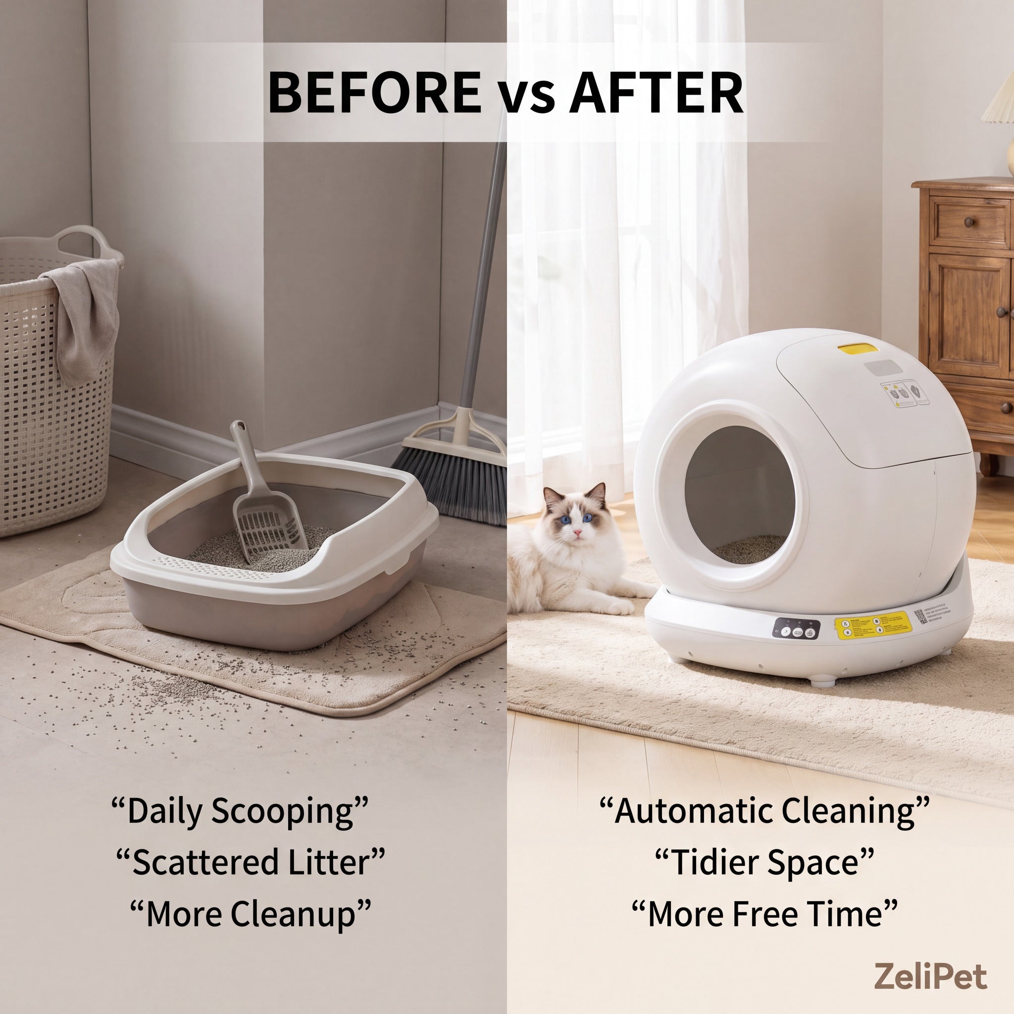 ZeliPet™ Smart 78L Automatic Self-Cleaning Cat Litter Box - Fully Enclosed APP Control for Multi-Cat Homes