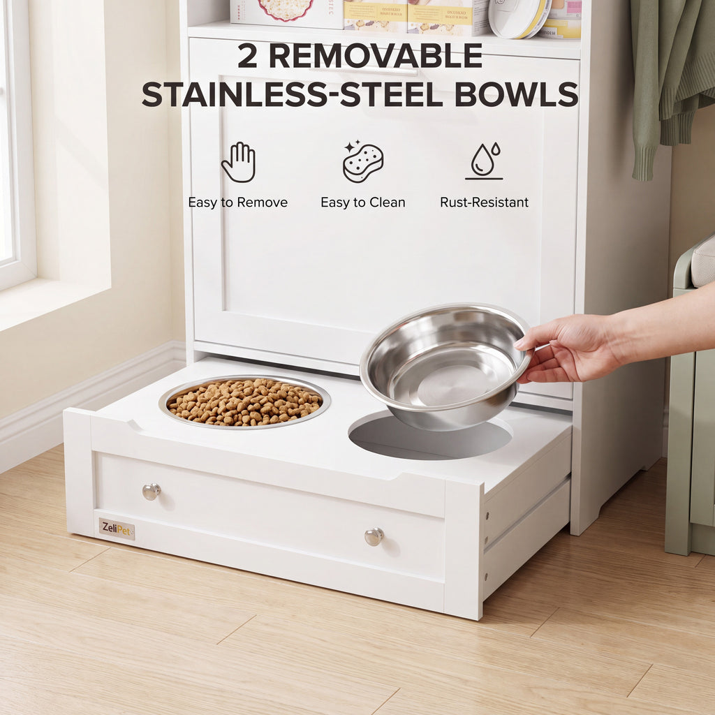Hide The Mess: ZeliPet™ Premium Dog Feeding Station & Food Storage Cabinet
